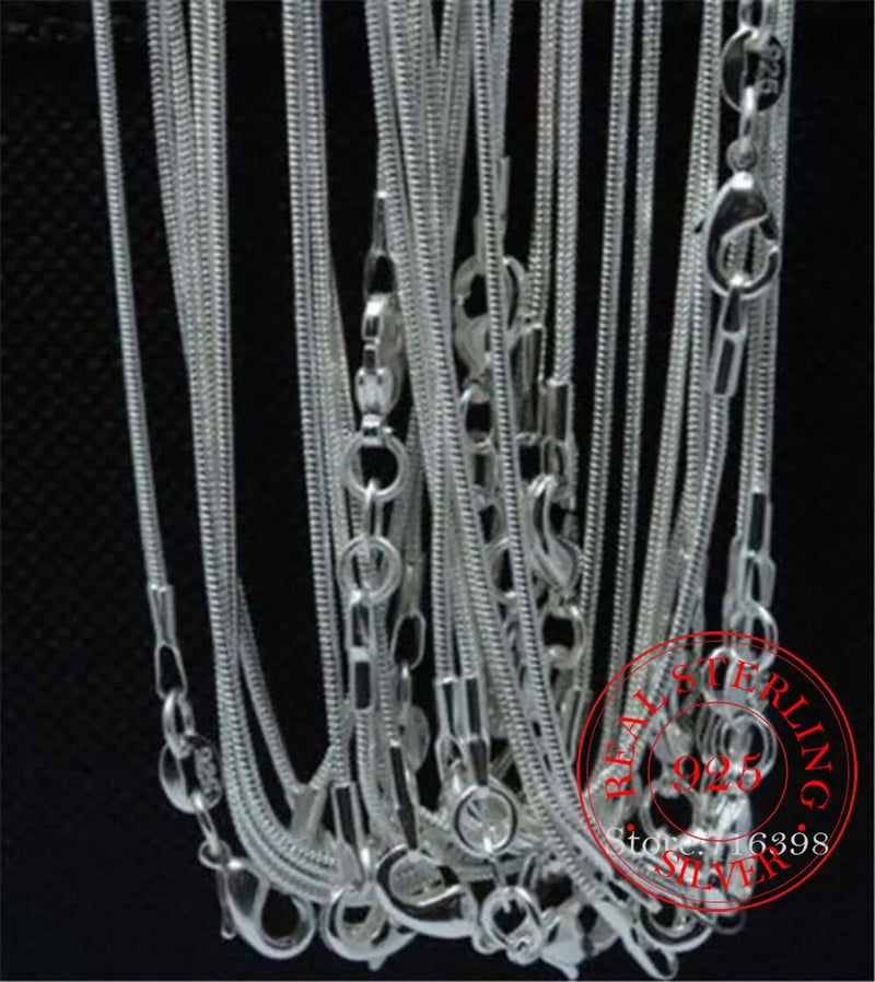 10pcs/lot Promotion! Wholesale 925 Sterling Silver Necklace Silver Fine Jewelry Snake Chain 2MM 16-30inch Necklace for Women Men