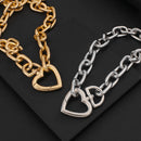 AENSOA Fashion Gold Color Necklace for Women Bijoux Heart Choker Long Heart Pendants Necklaces 2020 Geometric Vintage Jewelry