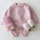 Baby Jungen Hoodie Sportanzug Mädchen Kleidung Set mit Herz-Print
