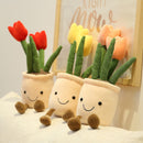 Lifelike Tulip&amp;Succulent Plants Plush Stuffed Decor Toys Soft Bookshelf Decor Doll Creative Potted Flowers Pillow for Girls Gift