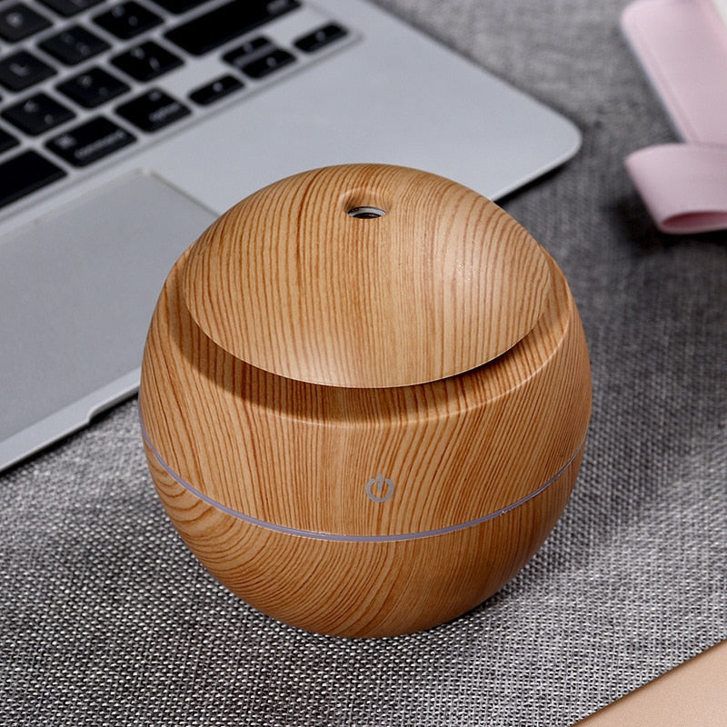 Mini Air Humidifier Ultrasonic USB Aroma Diffuser Wood Grain LED Night Light Electric Essential Oil Diffuser Aromatherapy Home