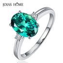 JoiasHome classic Sapphire Silver 925 Ring with oval green/pink/blue gemstone adjust size luxury silver jewelry gift for woman
