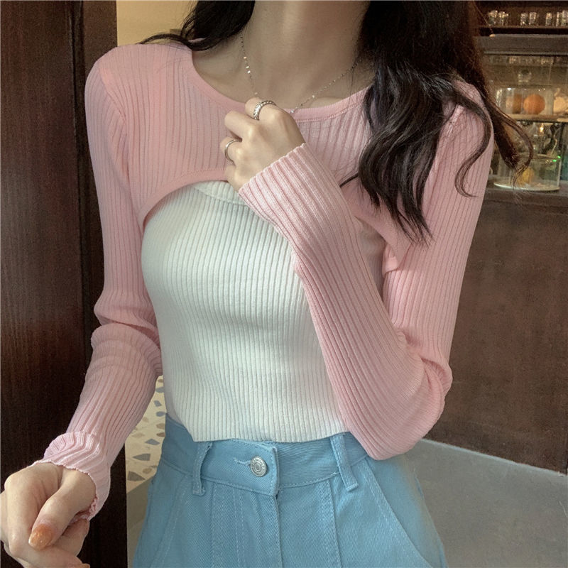 New Autumn Women Solid Sweater O-Neck Cropped Sweater Pullover Crop Top Super Cropped Sweaters Shirts For Female