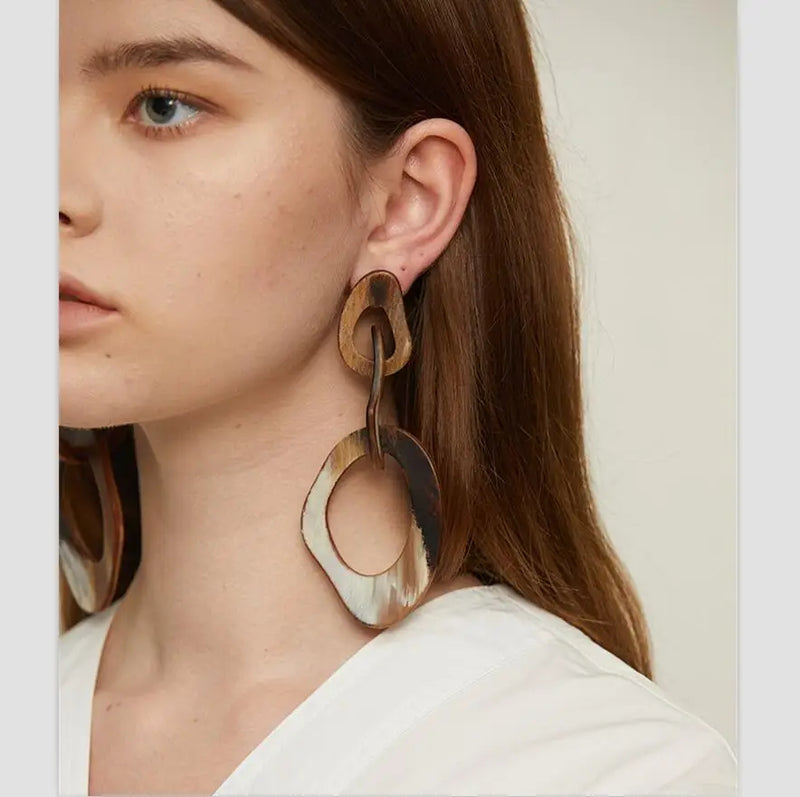 FishSheep Statement Big Irregular Acrylic Earrings For Women Vintage Geometric Resin Long Circle Drop Earrings Jewelry Gifts