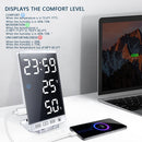 6 Zoll LED Spiegel Wecker Touch-Taste Wand Digitaluhr Zeit Temperatur Feuchtigkeitsanzeige USB-Ausgang Tischuhr