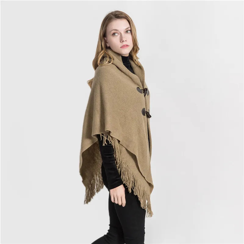 2019 New Design Winter Warm Solid Ponchos And Capes For Women Oversized Shawls Wraps Cashmere Pashmina Female Bufanda