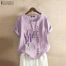 Vintage Cotton Linen Blouse 2023 ZANZEA Summer Embroidery Tunic Tops Women Casual O Neck Short Sleeve Work Shirts Female Blusas