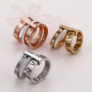 Trendige Edelstahlringe für Frauen Mädchen Dreischichtige römische Ziffern Zirkon Braut Hochzeit Damenringe Modeschmuck Geschenk