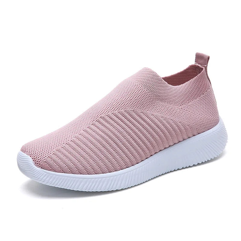 Dropshipping Women Sneakers Female Knitted Vulcanized Shoes Ladies Flat Shoe Mesh Trainers Soft Walking Footwear Zapatos Mujer