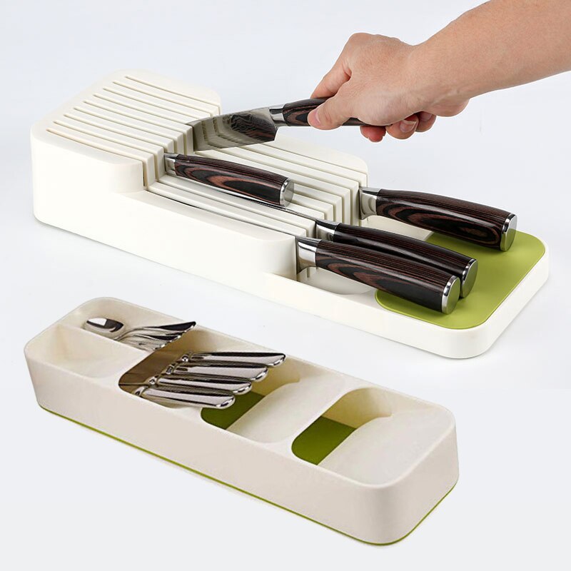 Kitchen Cutlery Storage Tray Kitchen Knife holder Organizer Kitchen Container Spoon Fork Storage Separation Knife Block Holder
