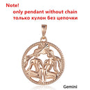 Zodiac Sign 12 Constellation Pendant Necklace 585 Rose Gold Color Horoscope Necklace Mens Chain Gift Fashion Jewelry GPM21