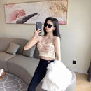 Camis For Women Vest Letter Print Tank Top Woman Elastic Sweet Tops Spaghetti Strap Elegant Knitted French Chic Womens Clothes