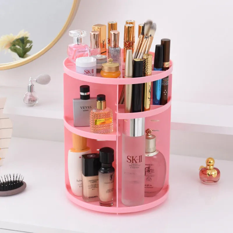 Round and Square Make Up Organizer 360-degree Rotating Cosmetic Storage Organizer Women Dressing Table Shelf Makeup Storage Box
