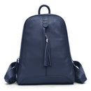 Women 100% Full Grain Genuine Cow Leather White Gray Beige Blue Yellow Black Backpacks Ladies Schoolbag Teenagers Cowhide Bag