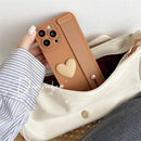3D Love heart Wrist Band Holder Stand Bracket Matte Soft Case For iPhone 15 14 13 11 12 Pro Max XR X XS 7 8 Plus 13 MiNi Cover
