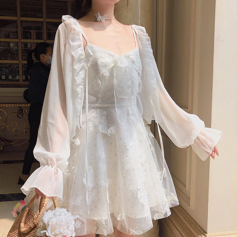 French Fairy Dress Women Elegant Sleeveless Chiffon Mini Dress Casual Floral Print Korean Style Kawaii Summer Dress Women 2020