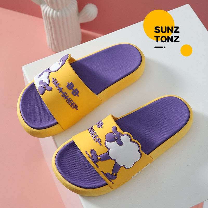 Summer Slippers Women Men Sandal Cute Shoes Non-Slip Thick Sole Flip Flops Bathroom Home Indoor Beach Pool Female Couple Slides