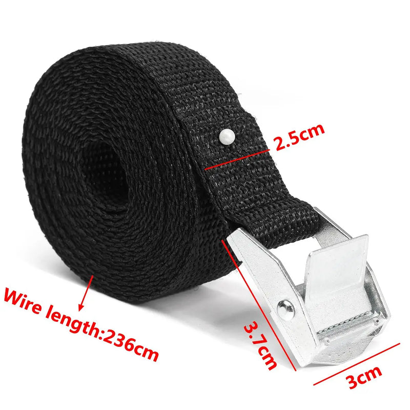 2Pcs Cam Buckle Tie-Down Car luggage Cargo Lashing Strap Zinc Alloy Zinc Nylon Black