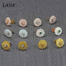 LAYA Real 925 Sterling Silver Fashion Natural Shell Flower High Quality Zircon Earrings Of Women Wedding Simple Fine Jewelry