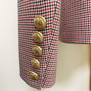 HIGH STREET Newest 2023 Designer Jacket Women's Classic Metal Buttons Double Breasted Slim Fitting Houndstooth Blazer