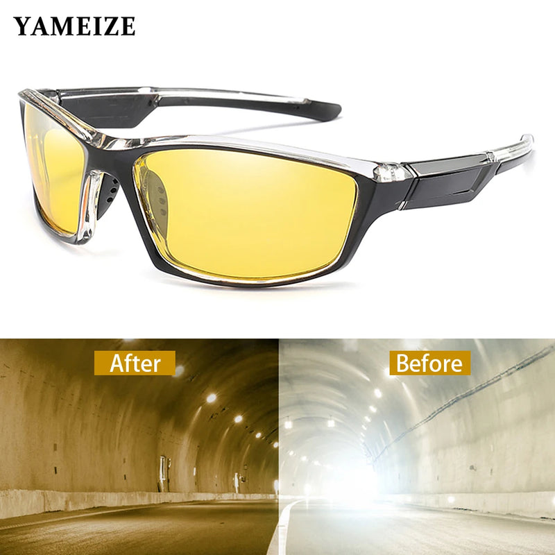 YAMEIZE Anti-glare Night Vision Glasses For Driving Men Polarized Sunglasses Yellow Lens Eyeglasses Fishing Driver Goggles Gafas