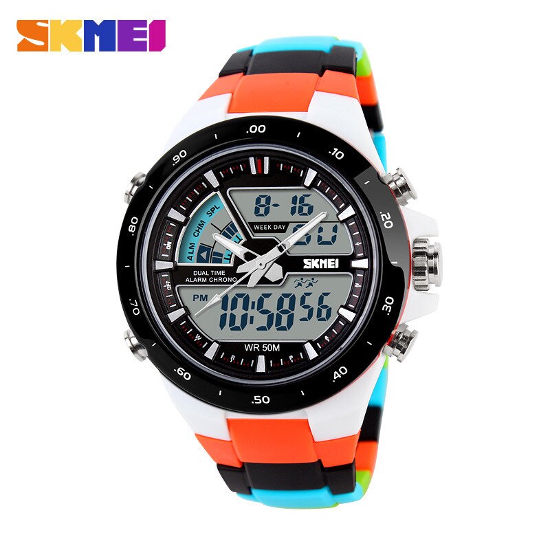 SKMEI 1016 Brand Sport Watch for Men 5Bar Waterproof Stopwatch Dual Display Wristwatches Men&