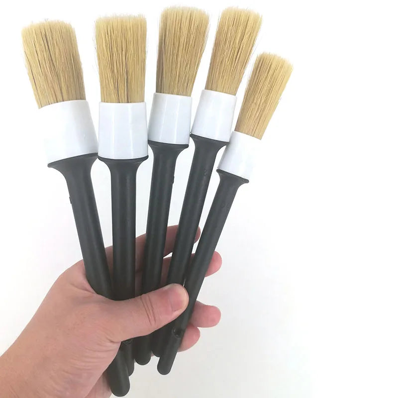 Car Exterior Interior Detail Brush 5pcs Boar Hair Bristle Brushes for Car Cleaning Auto Detail Tools Dashboard Cleaning Brush