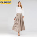 Faldas Largas Mujer Pleated A Line Long Skirt Abayas For Women Maxi Vestidos  Jupe Longue Femme Musulman Elegant Modest Clothing