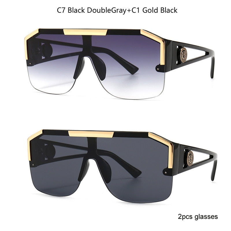 2021 New Fashion Oversized Square Sunglasses Men Retro Gradient Trendy Driving Brand Design Sun Glasses Wholesale Dropship UV400