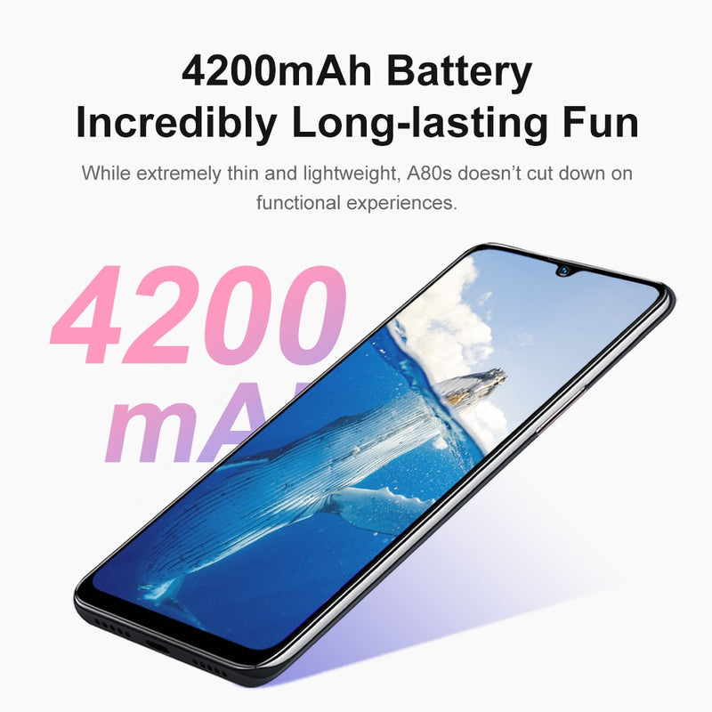 Blackview A80s 4GB+64GB Smartphone 13MP Quad Camera 4200mAh Android 10 Octa Core Face ID 4G Mobile Phone Fingerprint Telephone