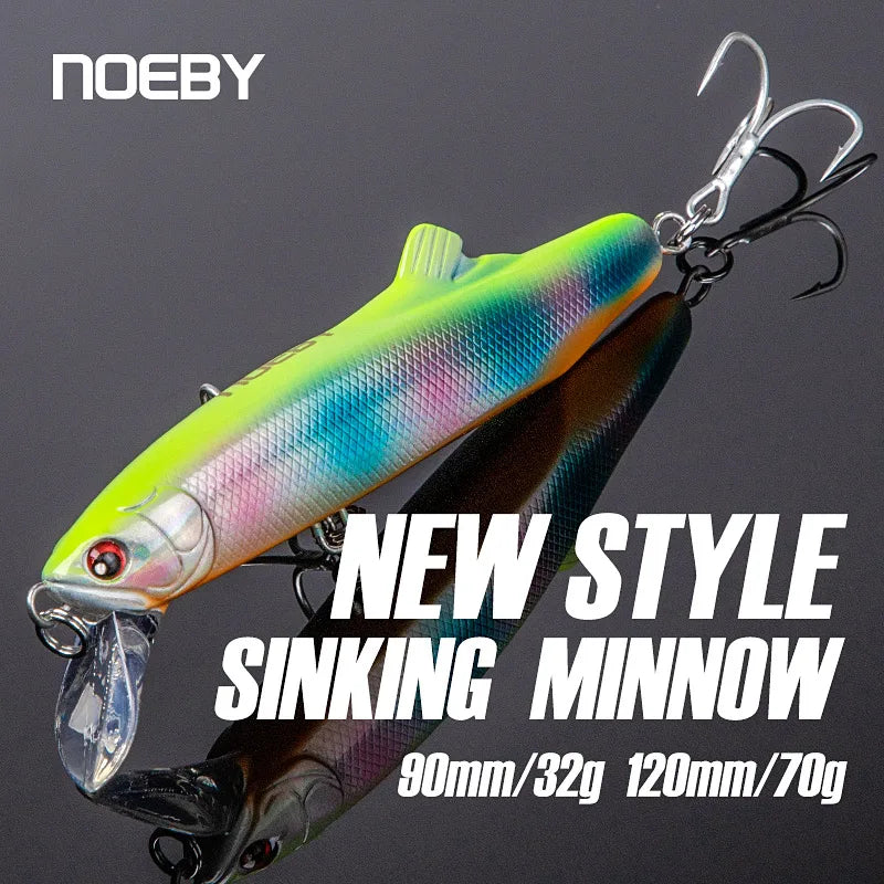 NOEBY Sinking Minnow Fishing Lures 90mm 32g 120mm 70g Long Casting Wobblers Artificial Baits for Sea Bass Saltwater Fishing Lure