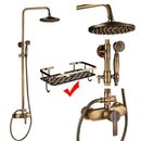 Antique Brass Shower Faucets Set 8'' Rainfall Shower Head Brass Handshower Dual Handle Mixer Tap Rotation Bath Shower Faucet