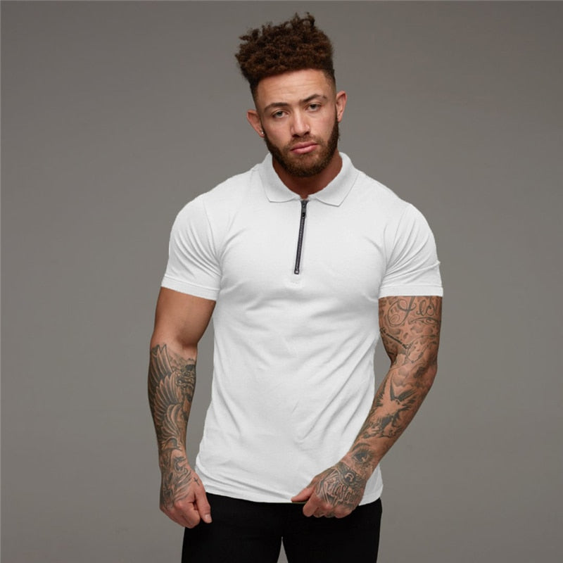 Muscleguys Man Fashion Polo Shirt Casual Fashion Plain Color Short Sleeve High Quality Slim Polo Shirt Men Fitness Polo homme