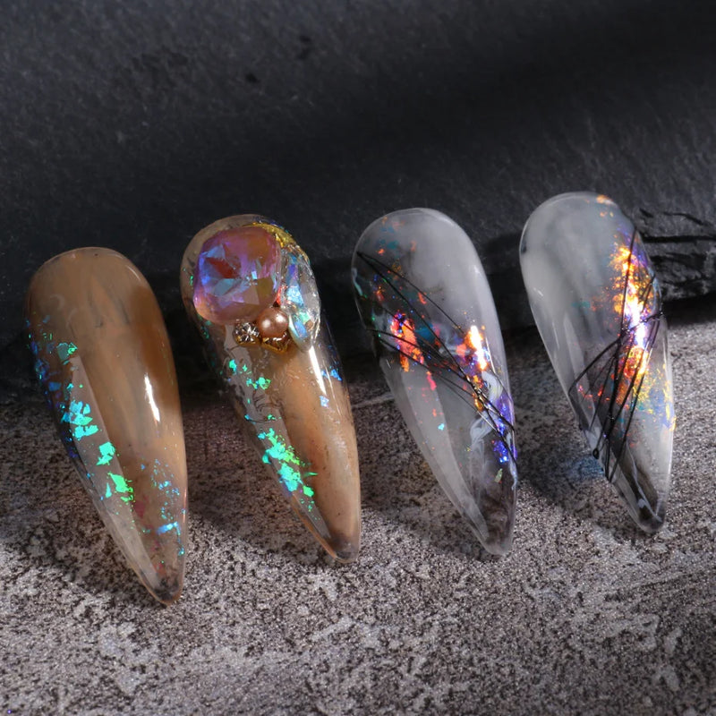 6 Grid Snow Crystal Nail Glitter Powder Sparkly Ice Chrome Flakes Reflective Thin Sequins Autumn Winter Nail Art Decoration LAXR