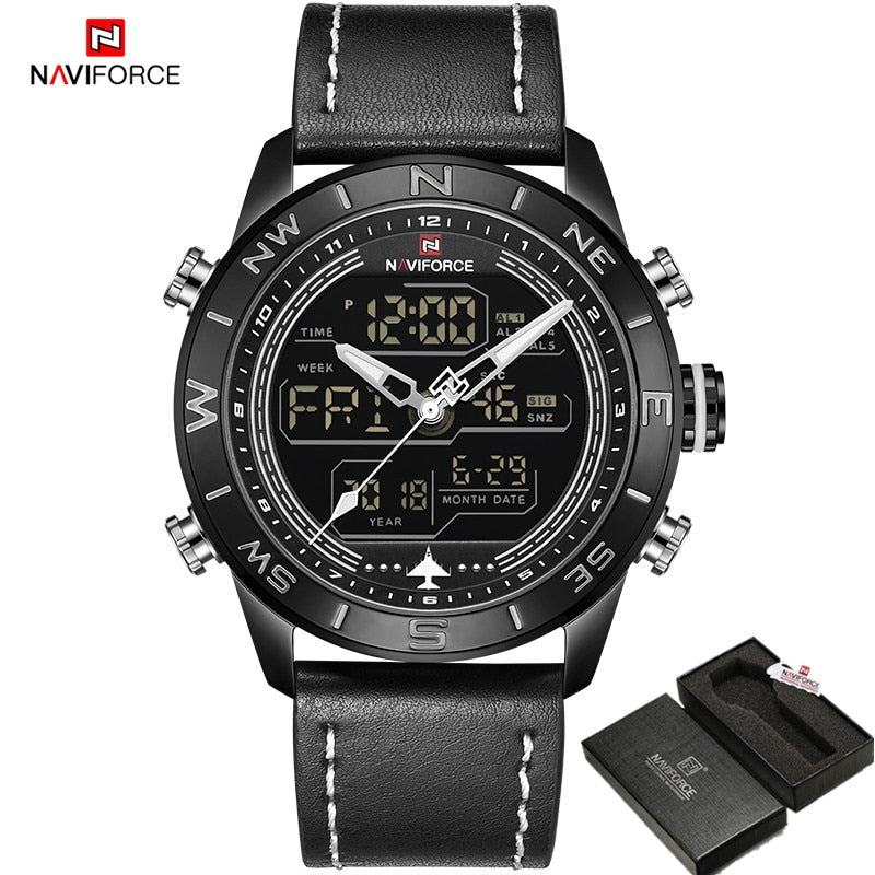 NAVIFORCE Sport Watches for Men Top Brand Luxury Military Leather Men&