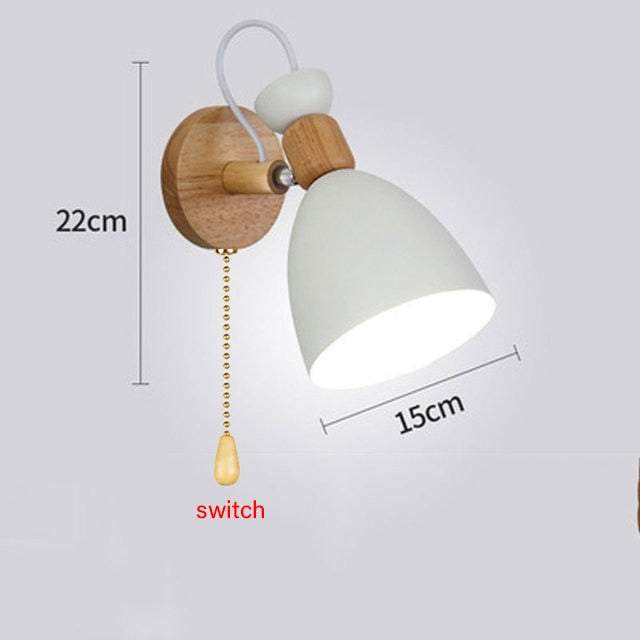 Creative wooden Simple LED wall light Reading Bedroom Bedside Lighting study Children room macaron color wall lamp