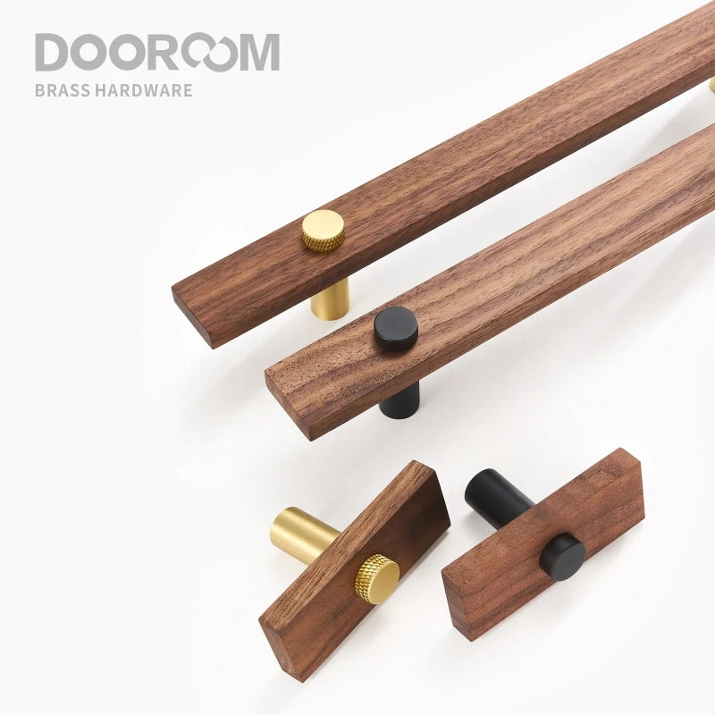 Dooroom Walnut Brass Furniture Handles Long Modern Pulls Cupboard Wardrobe Dresser Shoe Box Wine Bar Drawer Cabinet Knobs