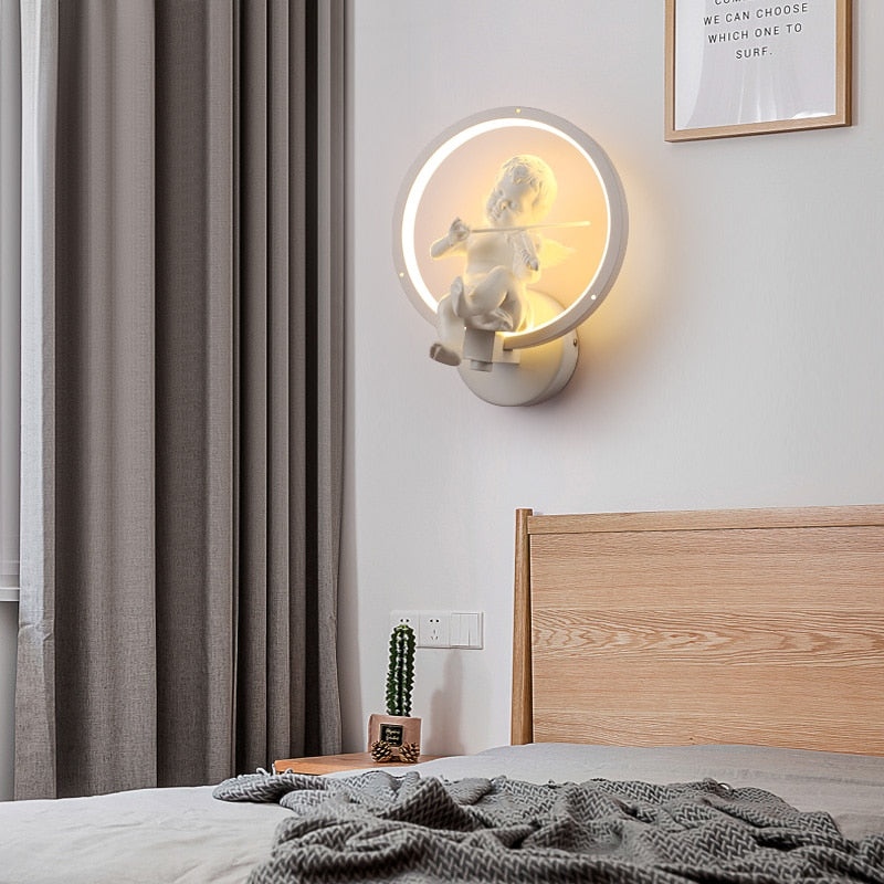 Modern Wall Lamps  art angel Nordic creative for living room bedroom bedside lighting bracket High-power led lustre Home Dero