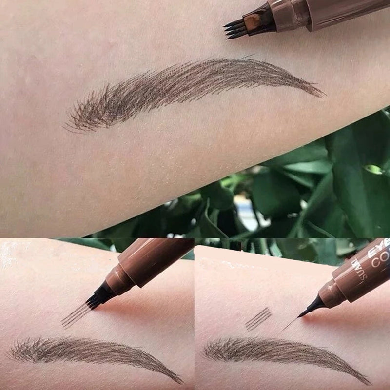 4D Microblading Eyebrow Pen 4 Forks Tip Eyebrow Tattoo Pencil Long Lasting Fine Sketch Liquid Eye Brow Make Up