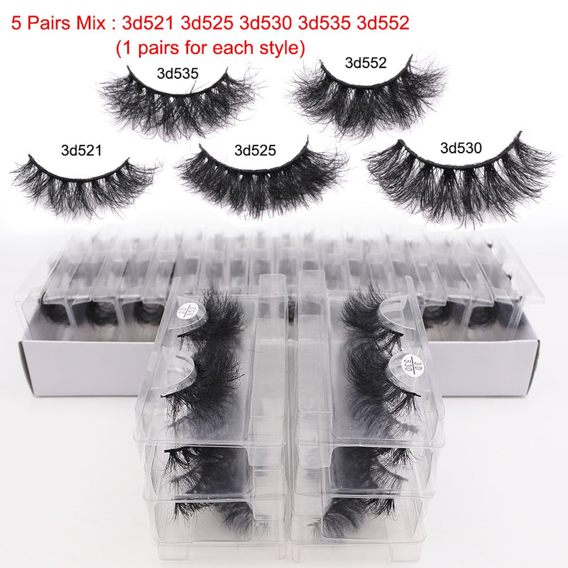 RED SIREN Mink Lashes Wholesale Eyelashes Bulk 5/30/50 Pairs Soft Fluffy Messy Natural Mink Lashes Makeup Mink Eyelashes