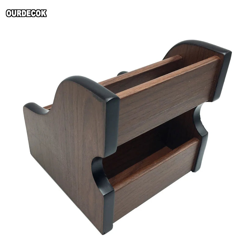 Creative Wood Board Remote Control Storage Box Phone Knife Pen Coffee Table Stand Desktop Board Storage Box Brown