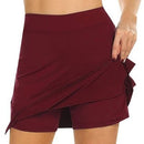 Flarixa Mode Falsche zweiteilige Hakama Rockhose Freizeit Sport Einfarbig A-Linien-Rock Hohe Taille Schmal Tasche Minirock Damen