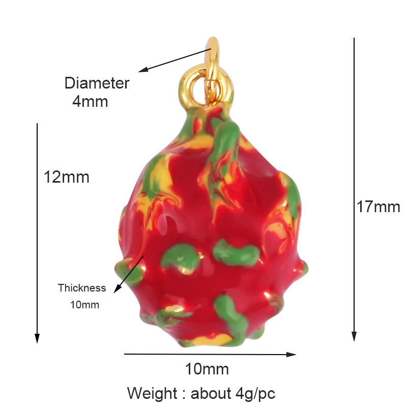 3D Fruit Strawberry Grape Mango Pineapple Water Melon Cherry Banana Charm Pendant , Jewelry Necklace Bracelet Making Supply M15