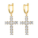Hip Hop 1Pair Micro Paved Cross Full Bling Iced Out Earring Cubic Zircon Charm Stud Earrings For Men Hip Hop Jewelry