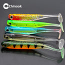 Chinook Soft Bait Lure t-tail 70/90mm 5pcs Wobblers Worm Fishing Silicone Fish Artificial Bait Fishing For Jig Head