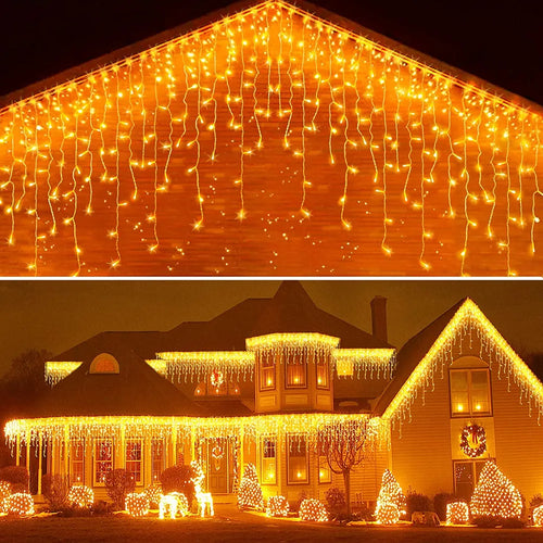Weihnachtsdekoration für Zuhause, Outdoor-LED-Vorhang Lichterkette Eiszapfen, Straßen-Girlande am Haus, Winter, 220V, 5m, Abfall 0,6-0,8m