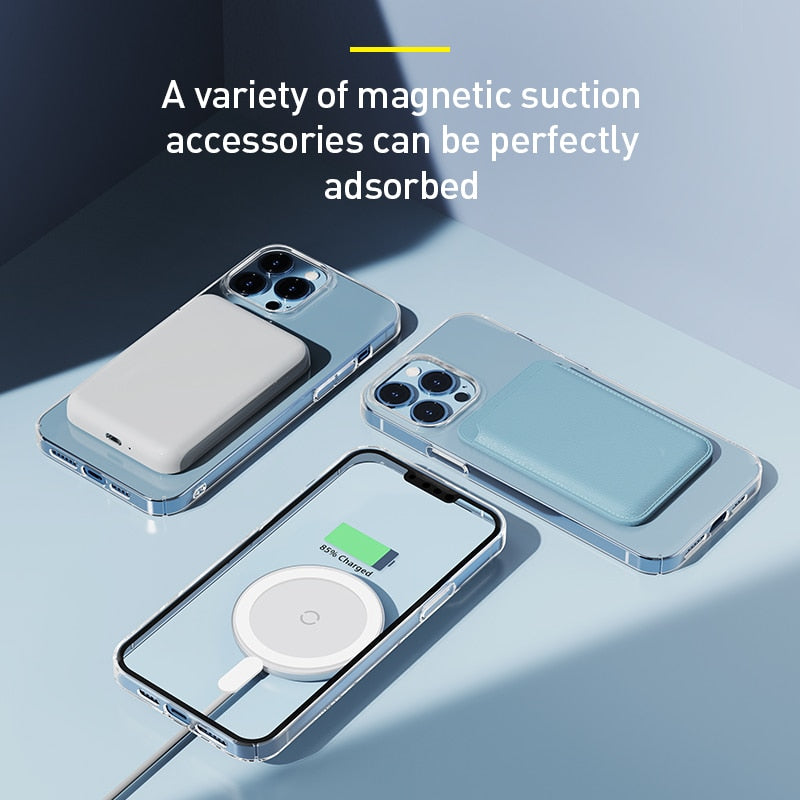 Baseus Transparent Magnetic Phone Case for iPhone 14 13 12 11 Pro Max Wireless Charging Cover For iPhone13 12Pro Max Magnet Case