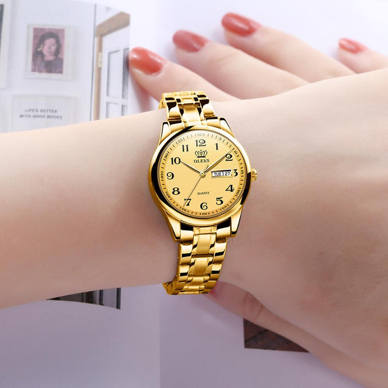 OLEVS Women's Wrist watch Original Luxury Watches for Ladies Waterproof Stainless Steel Quartz Woman Wristwatch Gold 2022 trend