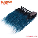Synthetische Fake-Haarverlängerungen Afro Kinky Curly Hair Bundles mit Verschluss Ombre Golden 30 Zoll Weiches Super Langes Wellenhaar