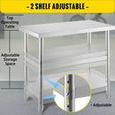 SucceBuy Stainless Steel Work Table Storage Shelve Commercial Kitchen Food Prep with Installation for Projects Cafeteria Hotel